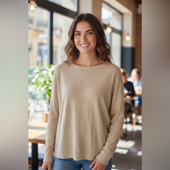 Prologue Women’s Sweater Size M Beige Tan Pullover Knit Long Sleeve Casual Top - Picture 1 of 9